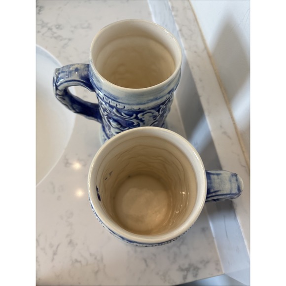 Vintage‎ Cobalt Beer Stein Set Gerz-style Unmarked Victorian Couple Cherubs EUC - Picture 9 of 15